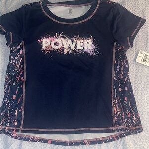 Ideology Kids Power Graphic Tee - Navy and Pink